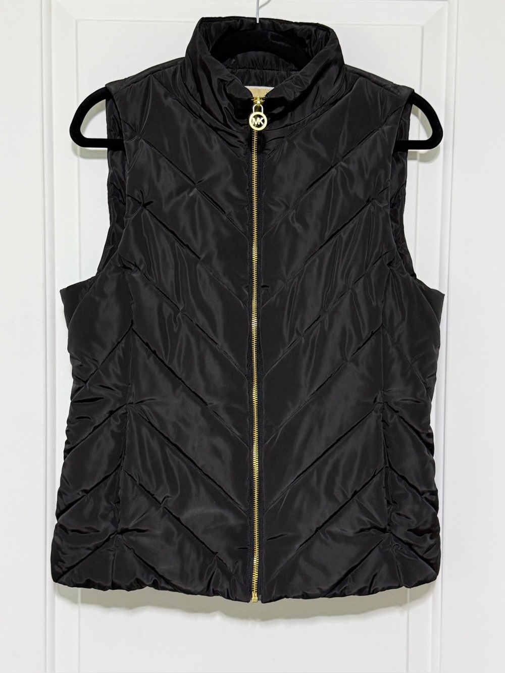 Michael Kors Black Quilted Puffer Vest with Gold Hardware